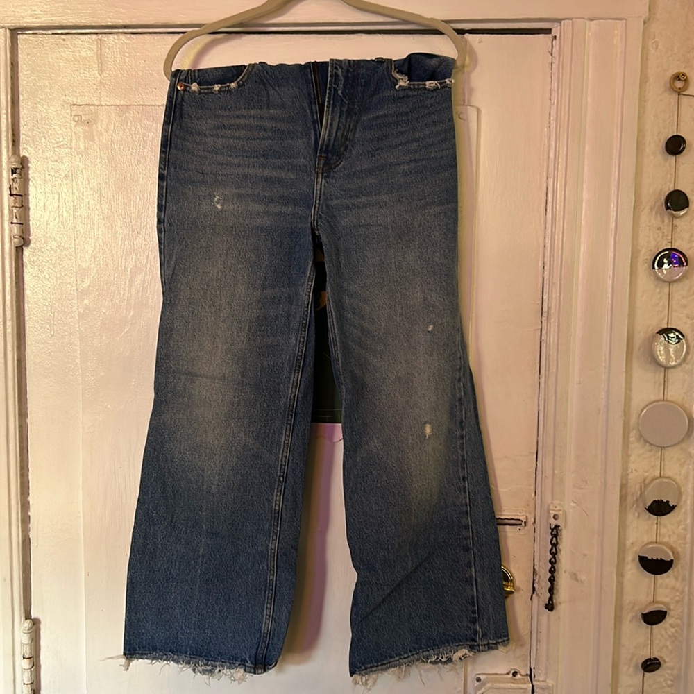Abercrombie Boot-Cut Semi-Wide Leg Frayed Jeans